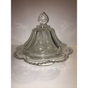Vintage Galway Round Butter Dish with Lid Scalloped Edge 8"